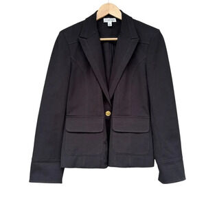 Vintage St. John Sport Black Blazer Jacket Women's Size Small Gold Button